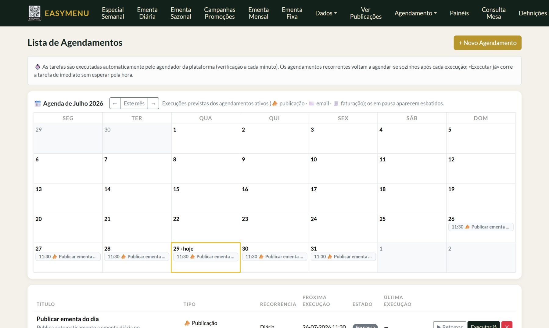Backoffice — Agendamentos