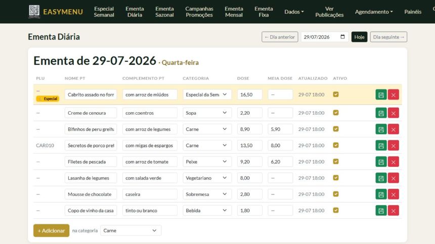 Backoffice com o tema Clássico